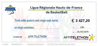 Le Basket Régional des Hauts-de-France a collecté plus de 3 400€ pour l’AFM TELETHON !